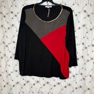 Chic Black and Red Women's Long Sleeve Top